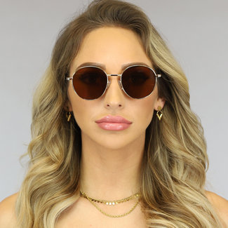 SALE50 Klassische Sonnenbrille in Gold mit braunen Gläsern