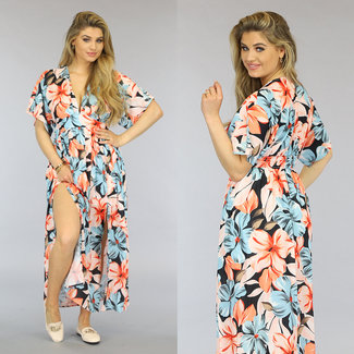 BF2023 Florales Maxikleid mit Doppelschlitz