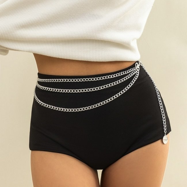 Dreifache Bodychain mit Liebesmünze
