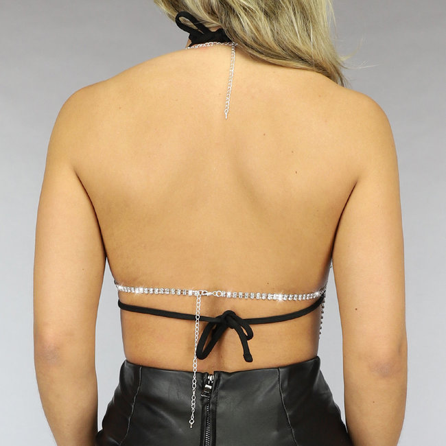 Strass-Top mit mehrlagiger Halskette