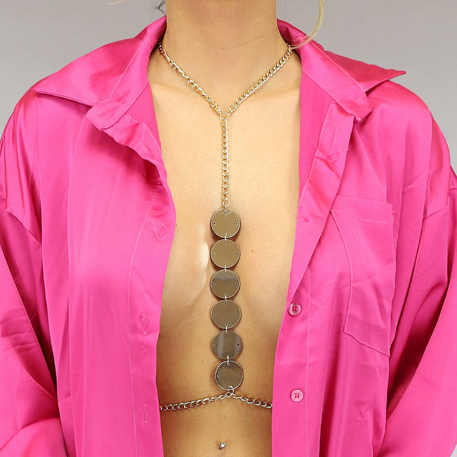 Bodychain mit silbernen und rosa Spiegeln