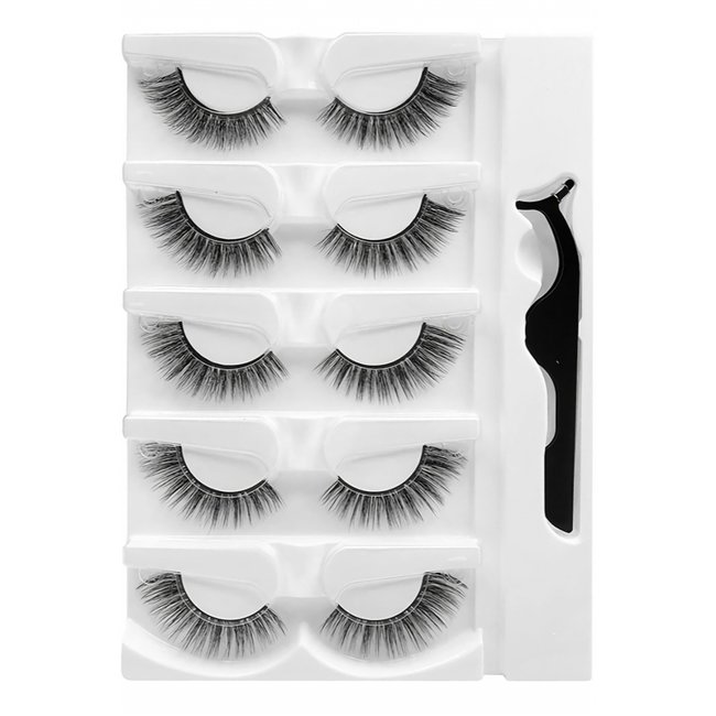 5x Volumen-Klebe-Wimpern-Set