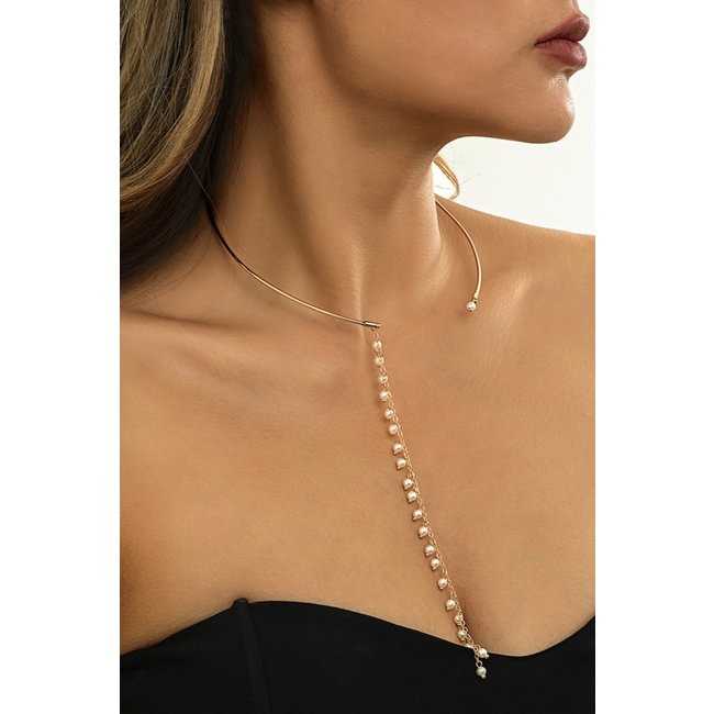 Dünne Halskette mit Perlenfransen