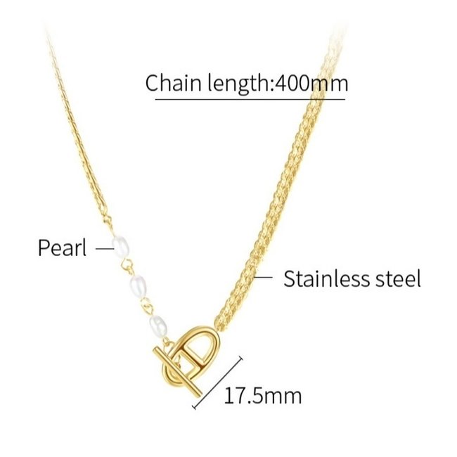 Goldfarbene DD-Halskette mit Perlen