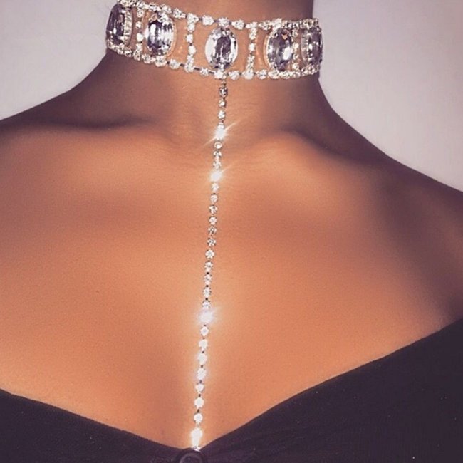 Glam-Halskette mit Strasssteinen