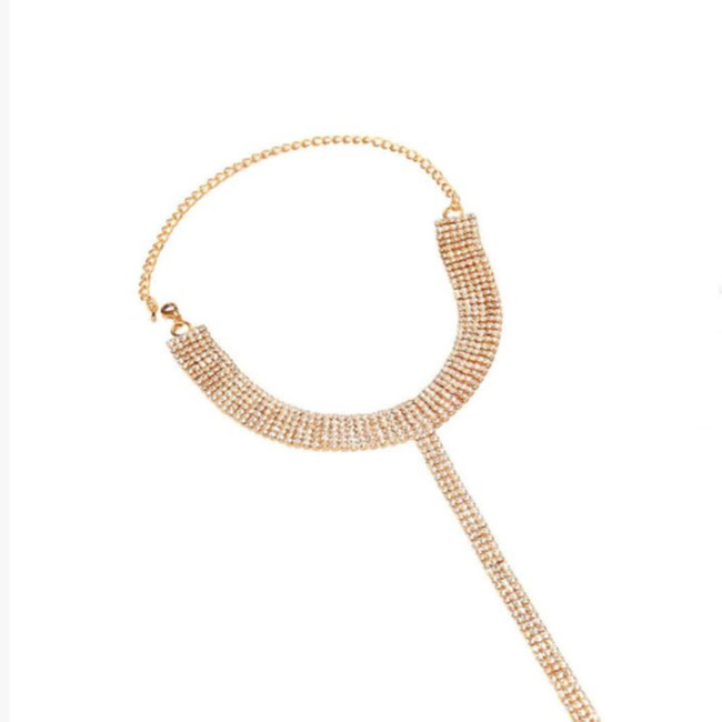 Strass Bodychain Halsband Silber & Gold