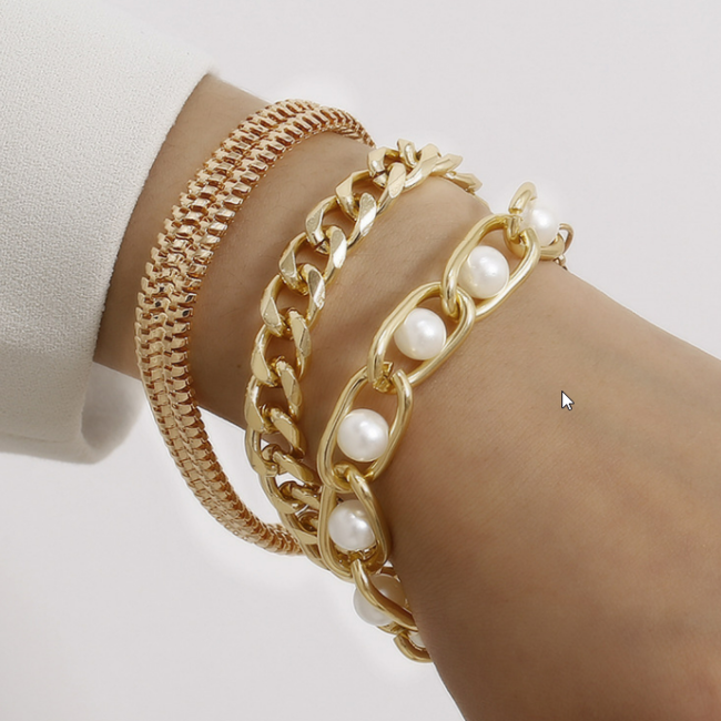 Gliederarmband mit Perlen Gold