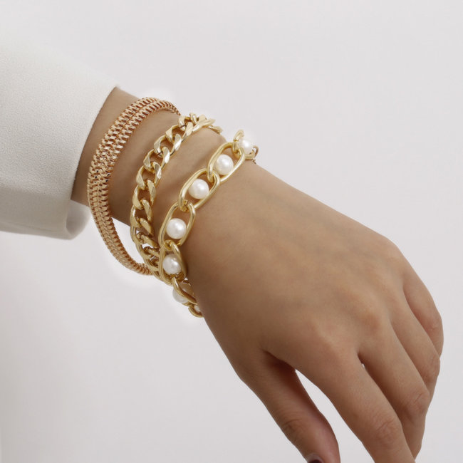 Gliederarmband mit Perlen Gold