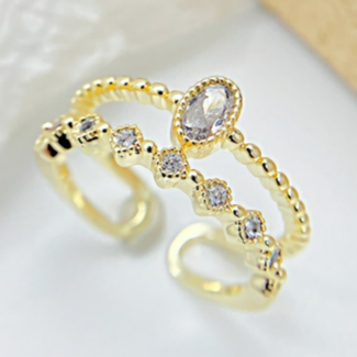 SALE50 Gold-Doppelring mit Strass