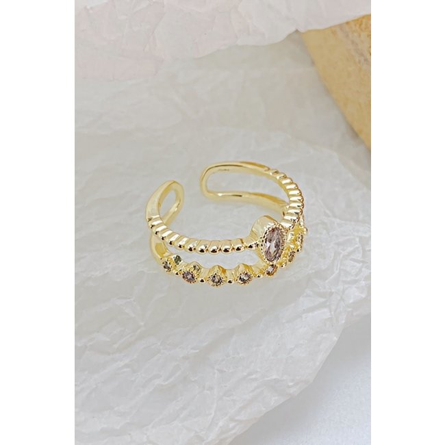 Gold-Doppelring mit Strass-Steinen