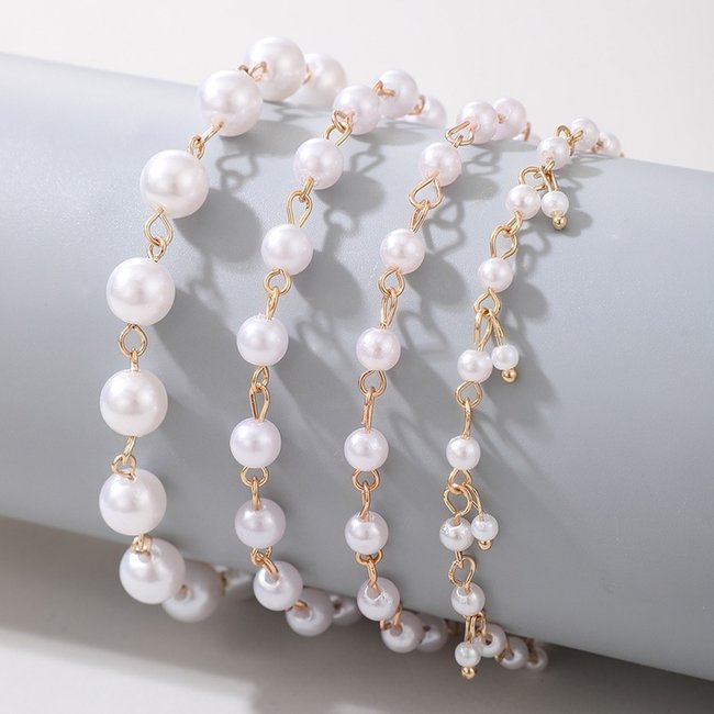 Vierteiliges Knöchelarmband-Set aus Perlen