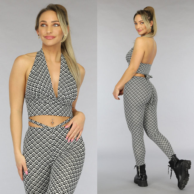 OP=OP! Schwarzes Retro-Halter-Crop-Top