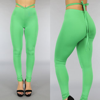 Grüne Leggings mit Riemen