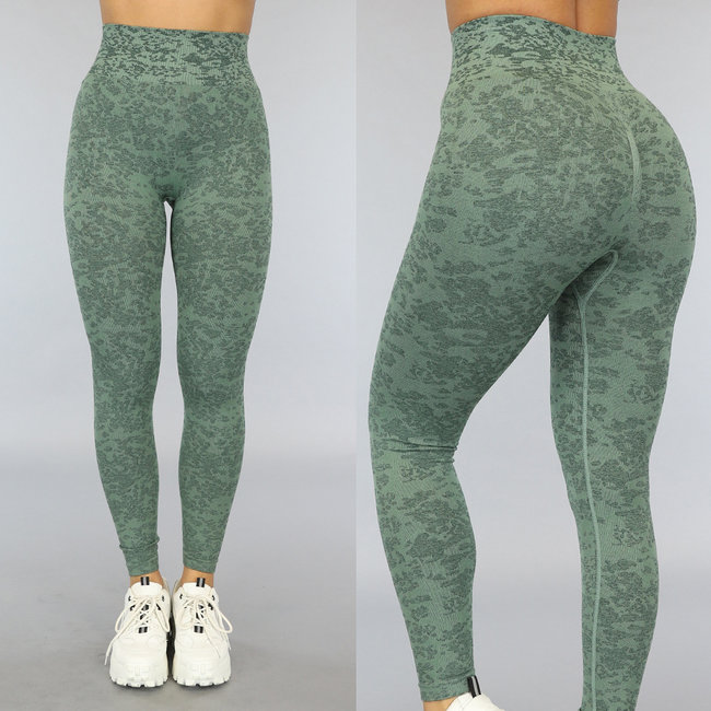 Grün gemischte Squat Proof Sport Leggings