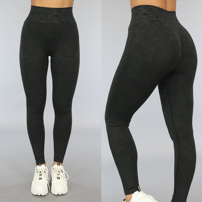 Dunkelgrüne gemischte Squat Proof Sport Leggings