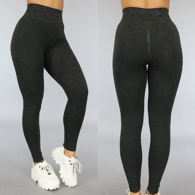 Dunkelgrüne gemischte Squat Proof Sport Leggings