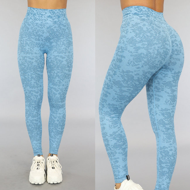 Blau gemischte Squat Proof Sport Leggings