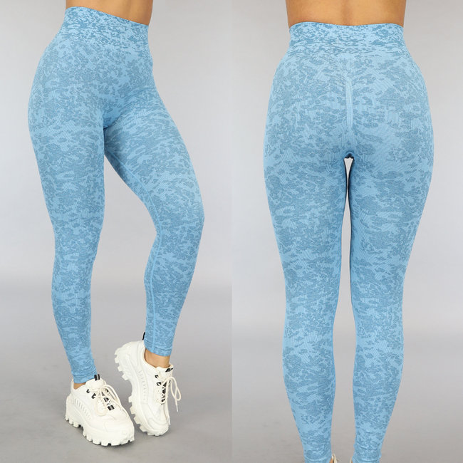 Blau gemischte Squat Proof Sport Leggings