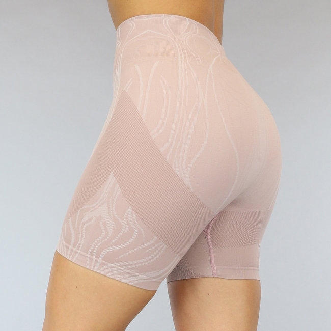 Kurze altrosa Stretch-Sport-Leggings mit Linework-Druck