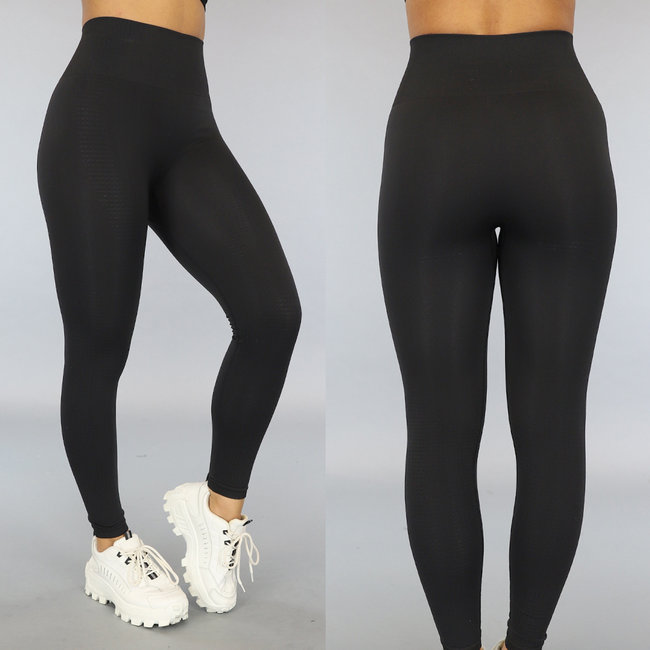 Schwarze Stretch-Sport-Leggings mit hoher Taille