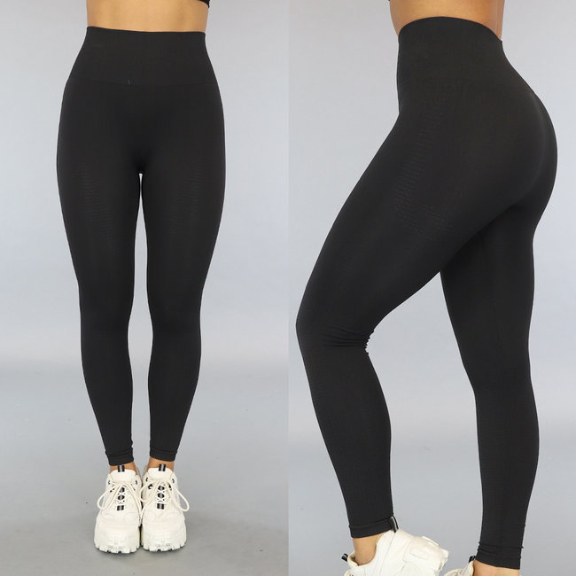 Schwarze Stretch-Sport-Leggings mit hoher Taille