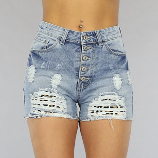 BF2023 Hellblaue Jeans Short mit Leopardentaschen