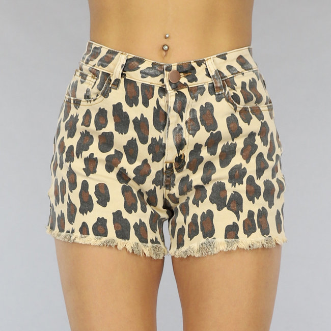 Short mit hoher Taille und Leopardenmuster