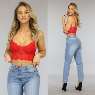 Roter Spitzen-Bralette