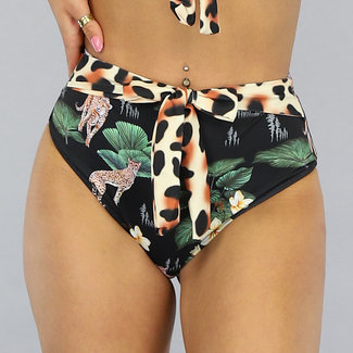 BF2023 Blumen-Bikini-Unterteil mit Leoparden-Details