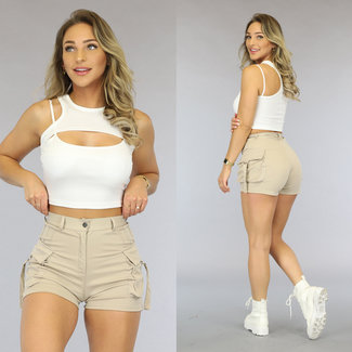 Weißes Crop Top mit Ausschnitt