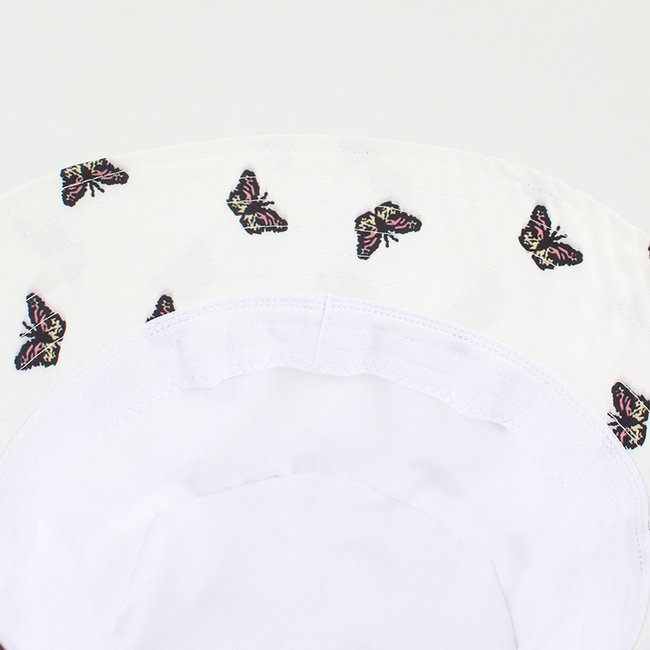 SALE80 Weißer Eimer Hut mit Schmetterlingen