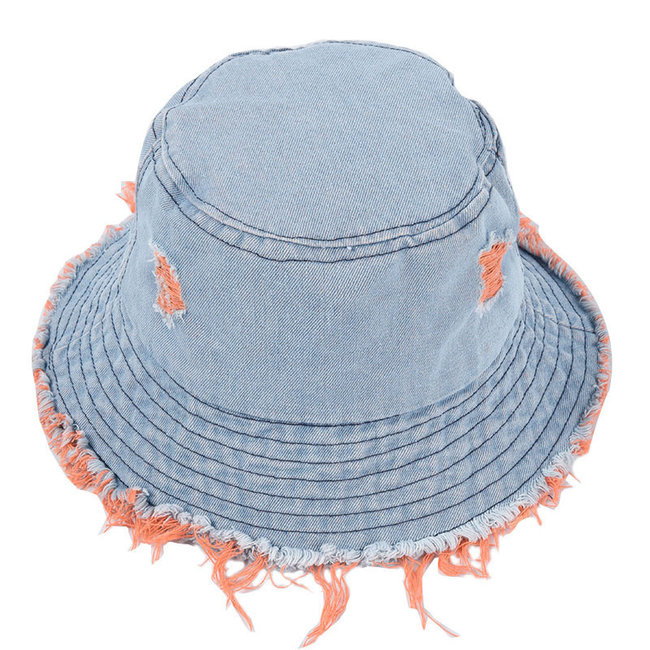 Denim Eimer Hut mit Orange Details