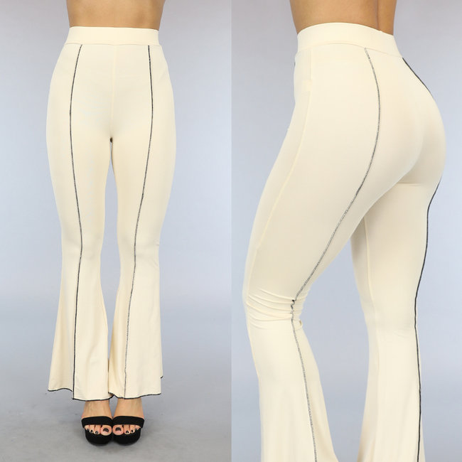 BF2023 Beige Hochtaillierte Flair-Hose