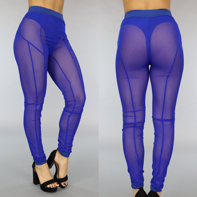 Taillierte Mesh-Leggings mit Hose und Streifendetails