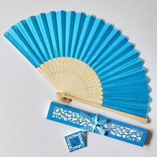 Blauer Seiden-Bambus-Fächer
