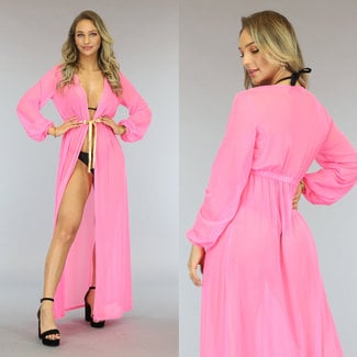 SALE50 Neon pinker durchsichtiger Kimono