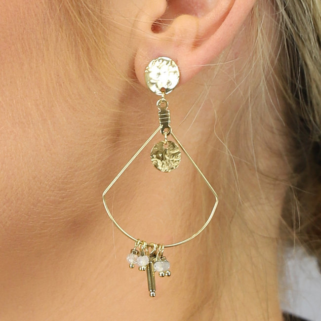 Edelstahl-Ohrringe Gold mit weißen Details