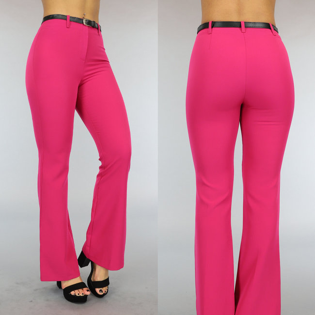 BF2023 Fuchsia Weit geschnittene Hose mit Gürtel