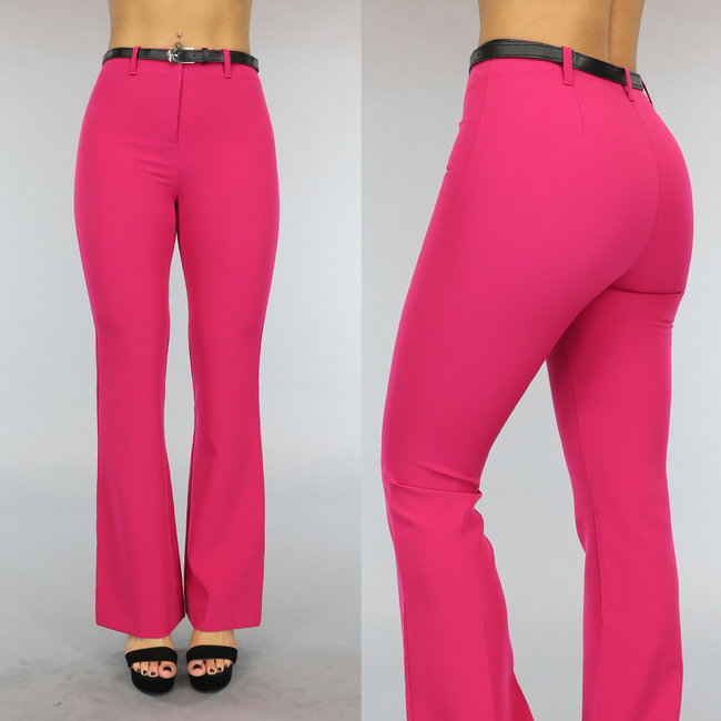 Fuchsia Weit geschnittene Hose mit Gürtel