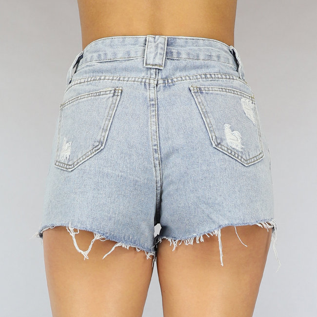 Leichte Jeans Short mit langem Reißverschluss