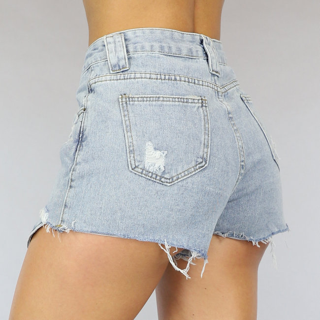 Leichte Jeans Short mit langem Reißverschluss