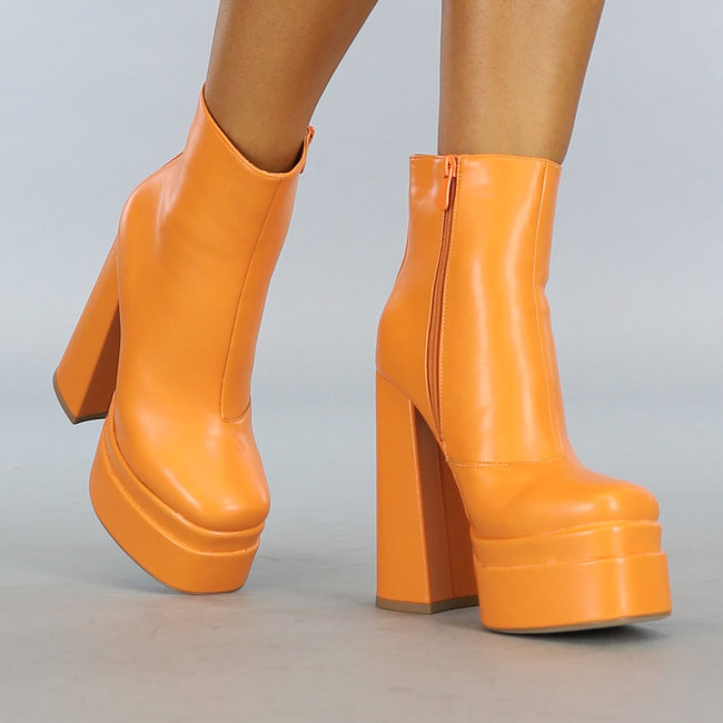 Orange Retro Ultra Plateau-Stiefel