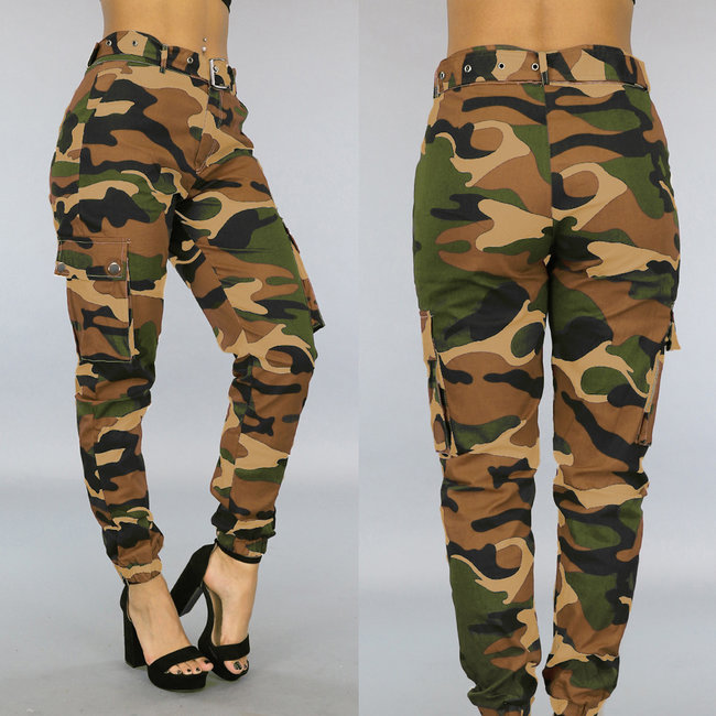 Braune Cargo-Camouflage-Jeans