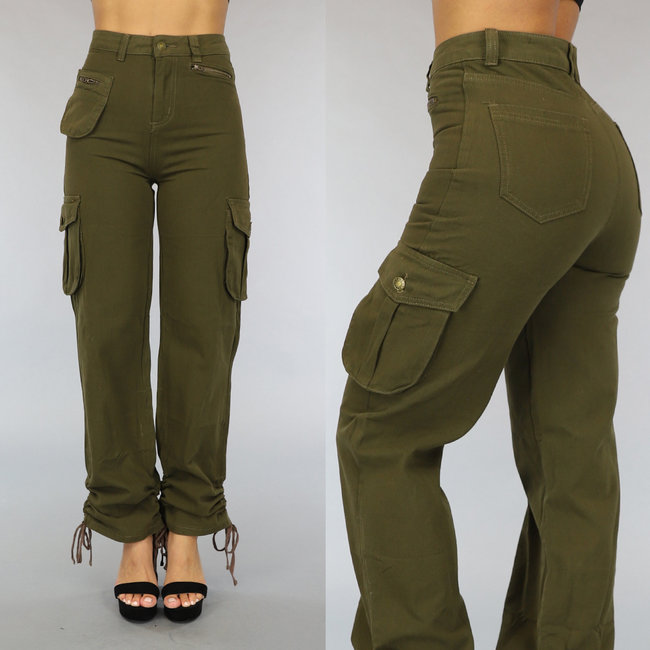 Tall Green Straight Leg Cargo mit Veter-Details