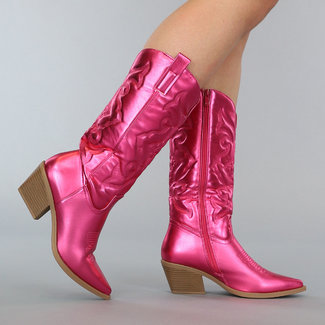 OP=OP! Metallische Cowboystiefel in Fuchsia