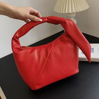 SALE35 Rote Handtasche in Lederoptik mit Plissee-Detail