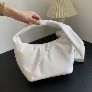 SALE35 Weiße Handtasche in Lederoptik mit Plissee-Detail