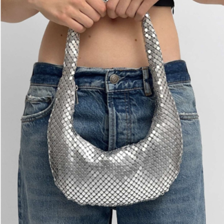 SALE50 Silberne Nieten Mini Handtasche
