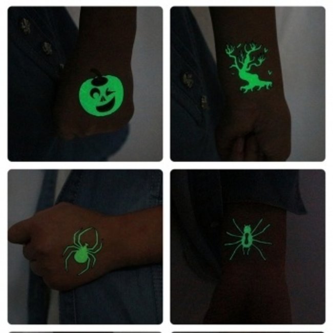 Gruseliges Glow In The Dark Klebe-Tattoo-Set