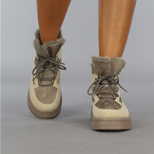 Khaki Chunky Schneestiefel